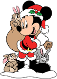 Santa Claus Mickey Mouse delivering pet bunnies