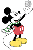 Classic Mickey Mouse reaching for a snowflake