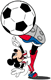 Mickey Mouse kicking a soccer ball