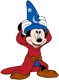 Mickey Mouse putting on Sorcerer's hat