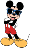 Mickey Mouse wearing sunglasses with his arms crossed