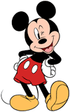 Mickey Mouse with his hands on his hips, winking