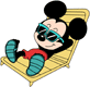 Mickey Mouse relaxing in a long chair