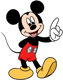 Mickey Mouse holding up an index finger