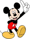 Mickey Mouse holding up an index finger