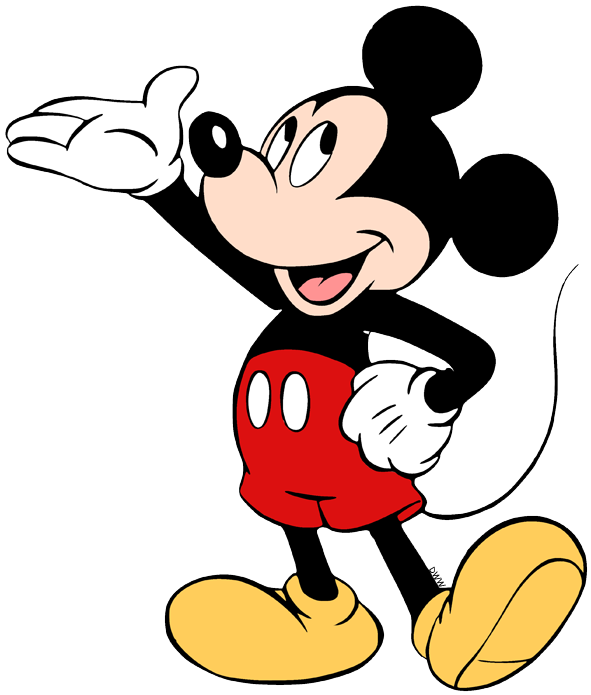 transparent images of Mickey Mouse tipping his hat, painting, skiing, whist...