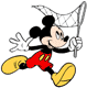 Mickey Mouse running with a butterfly net