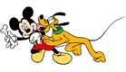 Mickey giving Pluto a chewing bone