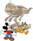 Mickey, Pluto stealing dinosaur bone