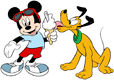 Mickey Mouse offering Pluto an ice cream cone