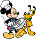 Pluto watching as Mickey stirs up a treat