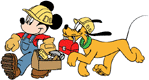 Mickey, Pluto going to construction site
