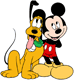 Mickey Mouse and Pluto hugging
