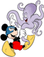 Mickey Mouse scuba diving with an octopus