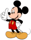 Mickey Mouse holding up an index finger