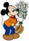 Holding bouquet of flowers