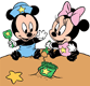 Baby Mickey, Minnie on the beach