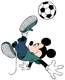 Mickey Mouse kicking a soccer ball