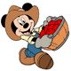 Mickey Mouse carrying apples