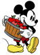 Classic Mickey Mouse carrying apples