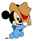 Baby Mickey wearing cowboy hat