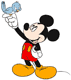 Mickey Mouse with a bluebird on his finger