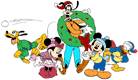 Mickey, Minnie, Goofy, Donald, Pluto