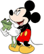 Mickey Mouse holding a frog