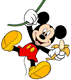 Mickey Mouse swinging from a vine with a banana