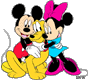 Mickey, Minnie hugging Pluto