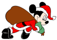 Mickey Mouse carrying bag of presents