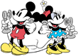 Mickey, Minnie talking on phone