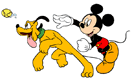 Mickey, Pluto playing with tennis ball