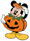 Mickey Mouse in Halloween pumpkin costume