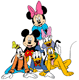 Mickey, friends forming pyramid
