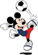 Mickey Mouse kicking a soccer ball