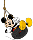 Mickey Mouse on a tire swing