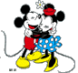 Mickey, Minnie hugging