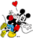 Minnie kissing Mickey's cheek