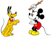 Mickey, Pluto playing with stick