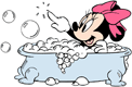 Minnie taking a bath