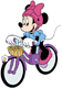 Minnie Mouse riding a bicycle