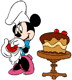 Minnie Mouse decorating a cake