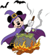 Witch Minnie Mouse stirring cauldron