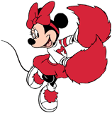 Cheerleader Minnie Mouse holding red pom-poms