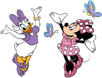 Minnie Mouse and Daisy Duck among butterflies