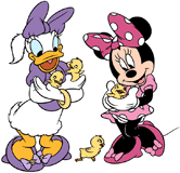 Minnie Mouse & Daisy Duck with baby chicks