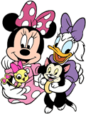 Minnie Mouse & Daisy Duck with Figaro and Cuckoo Loca