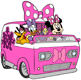 Minnie, Daisy, Pluto and Cuckoo Loca in the Happy Helpers van