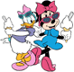 Minnie Mouse and Daisy Duck enjoying ice cream cones